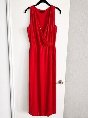 Zara Vibrant Red Maxi Jumpsuit